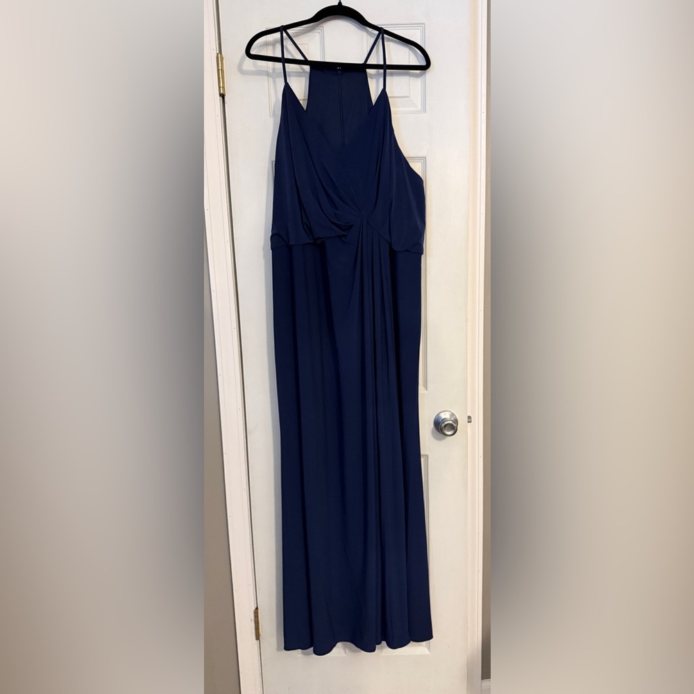 Elegant Navy Blue Maxi Dress and sheer shawl